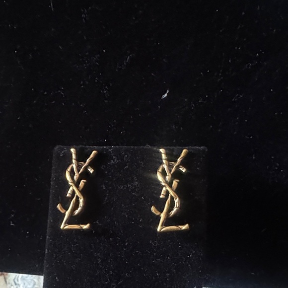 Yves Saint Laurent Jewelry - Yves Saint Laurent antique  Gold tone YSL Monogram Stud Earrings